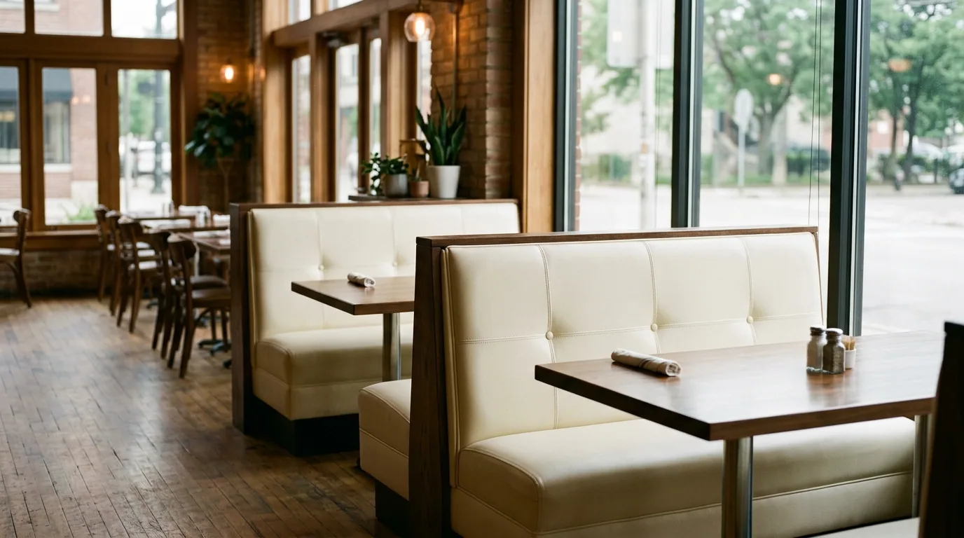 The finished result of professional booth upholstery: the completed work looking clean, correct and — Knoxville, TN